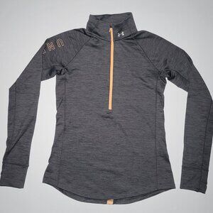 Under Armour Womens Gray and Pale Orange Longe Sleeve Exercise Pullover Size M